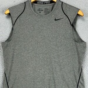 Nike Pro Dri-Fit Tank Top Shirt Men Medium Gray Fitted Sleeveless Stretch Swoosh
